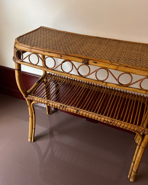 Vintage rattan console table