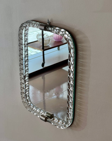 Vintage Italian mirror with twisted clear glass frame