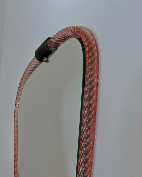 Vintage Italian mirror with pink glass frame