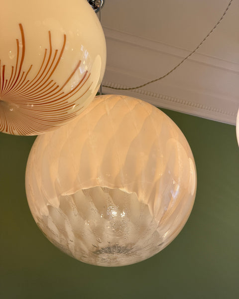Large vintage golden clear Murano ceiling lamp (D50)