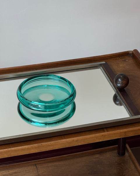Vintage clear turquoise/green Murano dish/bowl