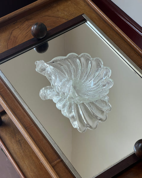 Vintage clear / silver Murano shell bowl