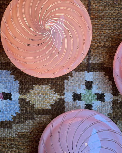 Vintage Murano pink/clear swirl ceiling/wall lamp (D25)