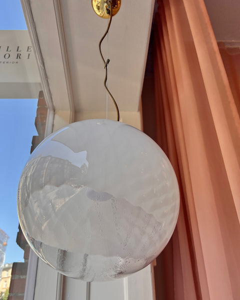 Vintage Murano white/clear Anemone ceiling lamp