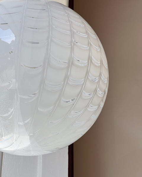 Vintage round white pattern Murano ceiling lamp (D40)
