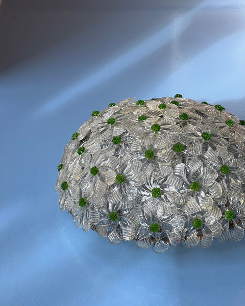 Vintage green/clear/golden Murano flower ceiling/wall lamp (D30)