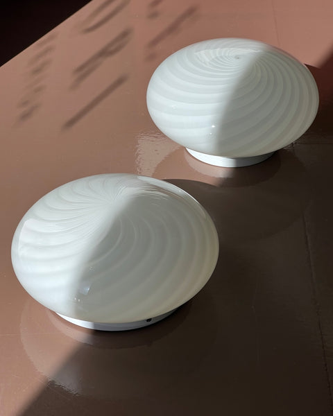 Vintage Murano white swirl ceiling/wall lamp (D24)