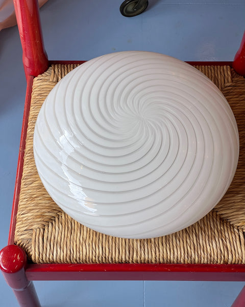 Vintage Murano white swirl ceiling/wall lamp (D36)