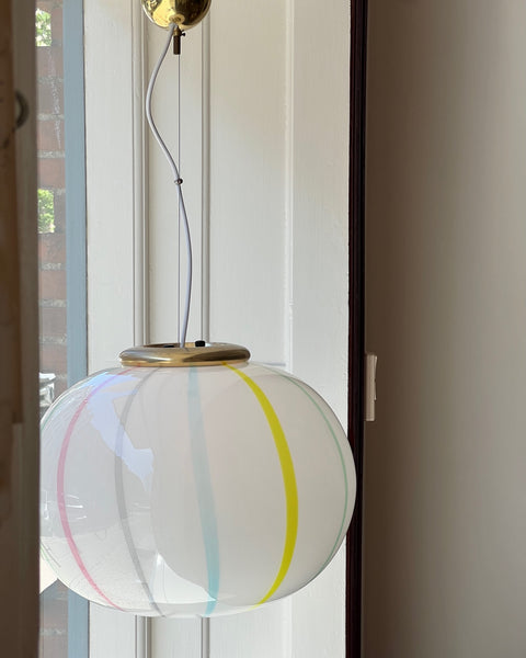 Vintage Murano multi-colored vertical stripes ceiling lamp (D45)