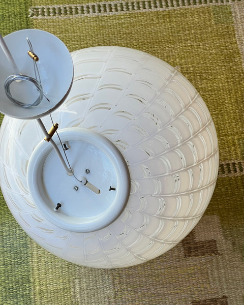 Vintage round white pattern Murano ceiling lamp (D40)