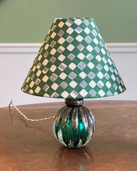 Vintage green/silver Murano table lamp (incl. lampshade) (2 available)