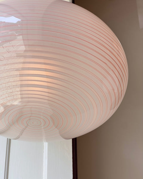 Vintage oval pink / white swirl Murano ceiling lamp (D50)