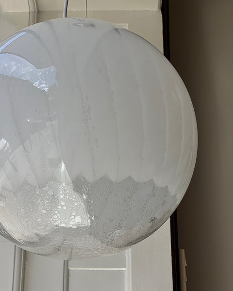 Vintage white clear Murano ceiling lamp (D40)