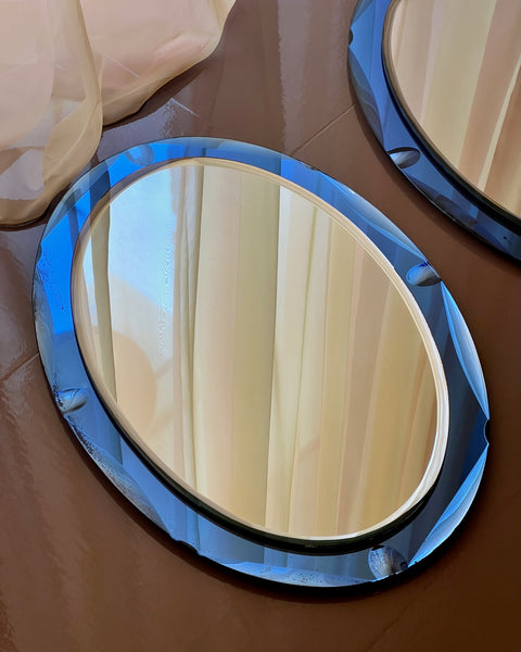 Vintage Italian mirror with blue mirror frame