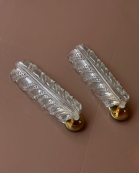 Vintage Murano leaf wall lamp