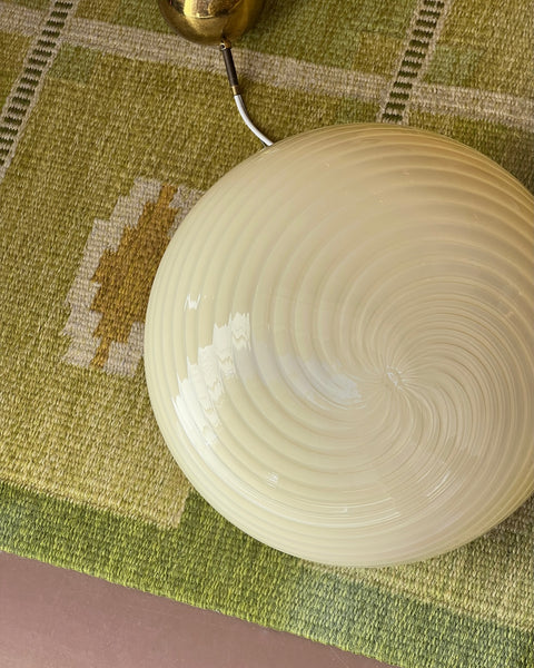 Vintage oval yellow swirl Murano ceiling lamp (D40)