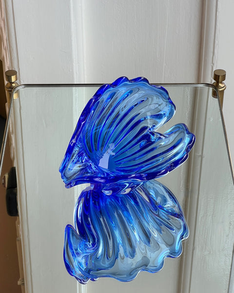 Vintage blue Murano shell bowl