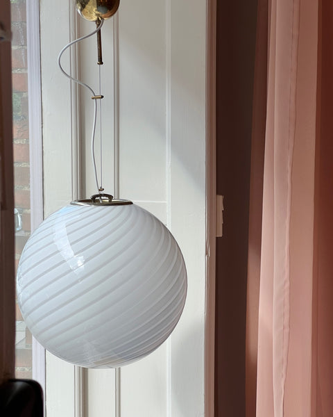 Vintage Murano white swirl ceiling lamp (D40)