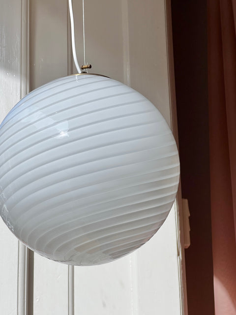 Vintage Murano white swirl ceiling lamp (D30)
