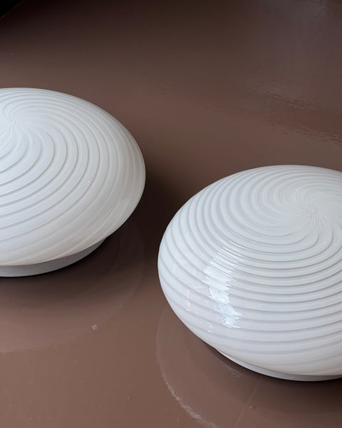 Vintage Murano white swirl ceiling/wall lamp (D28)