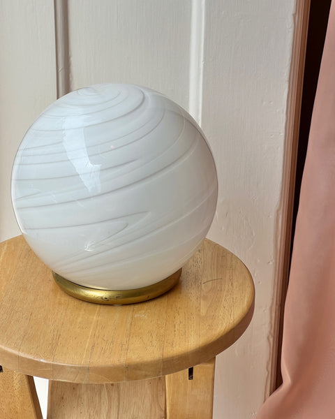 Vintage white swirl Murano table lamp