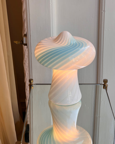 Vintage blue/white Murano mushroom table lamp