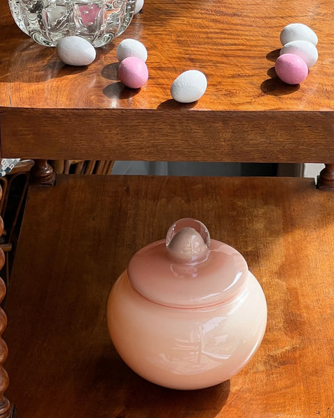 Vintage opal pink Murano bonbonniere