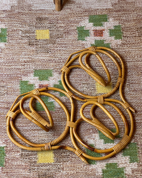 Vintage rattan coat rack