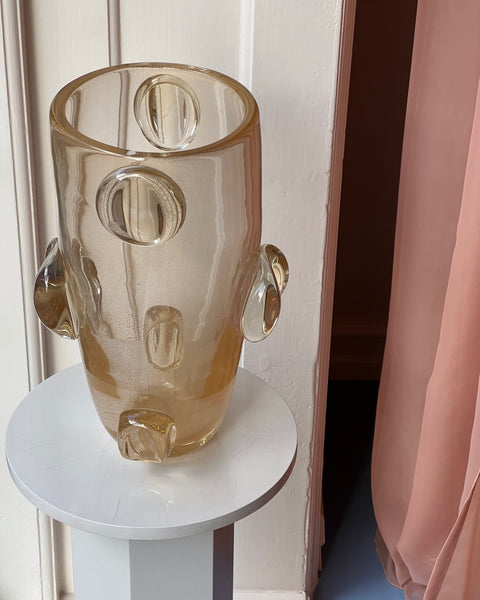 Large vintage golden / clear Murano vase