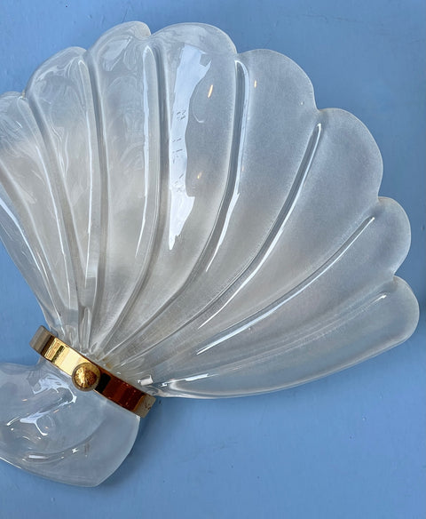 Vintage white Murano shell wall lamp