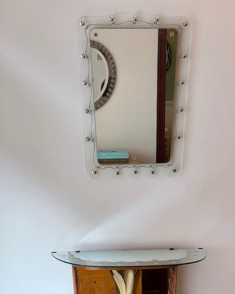Set of vintage console table and mirror, Italy 1940s