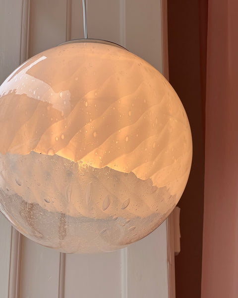 Vintage white clear Anemone Murano ceiling lamp (D35)