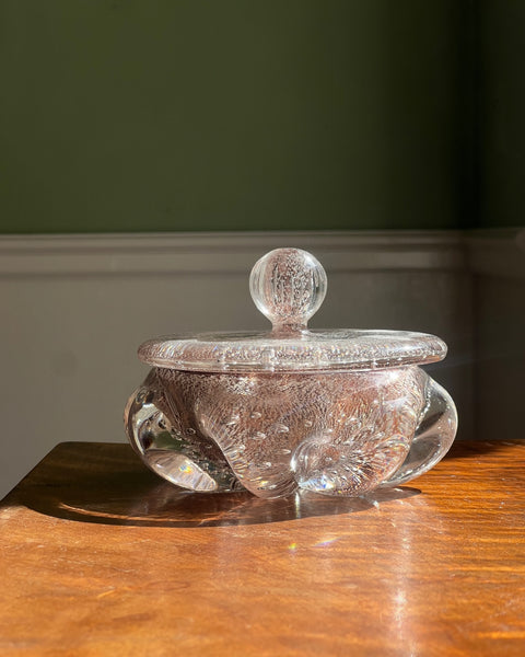 Vintage clear/silver/brown Murano bonbonniere