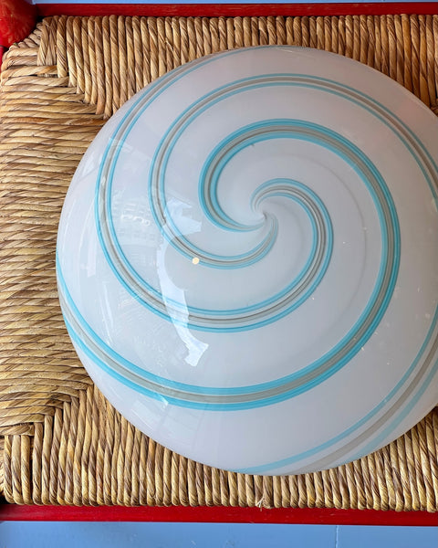 Vintage Murano blue/white spiral ceiling/wall lamp (D35)