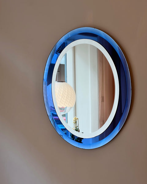 Vintage Italian mirror with blue mirror frame