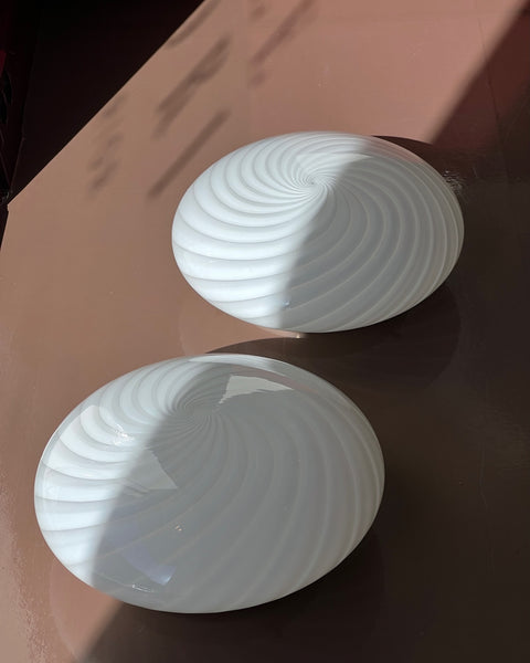 Vintage Murano white swirl ceiling/wall lamp (D29) (1 available)