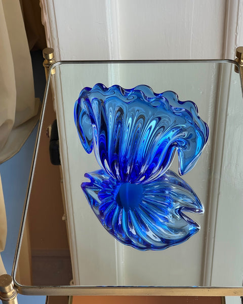 Vintage blue Murano shell bowl
