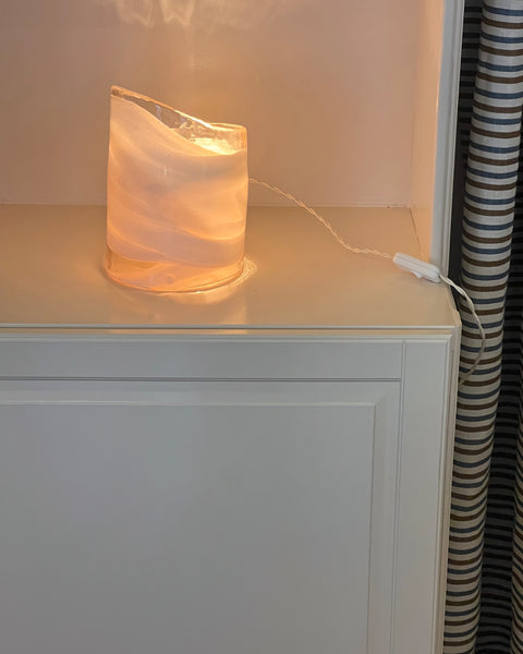 Vintage milky white/pink Murano table lamp