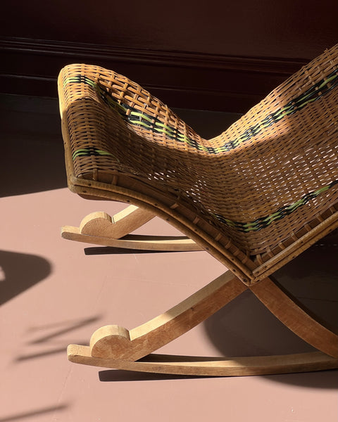 Vintage rattan footrest or magazine holder