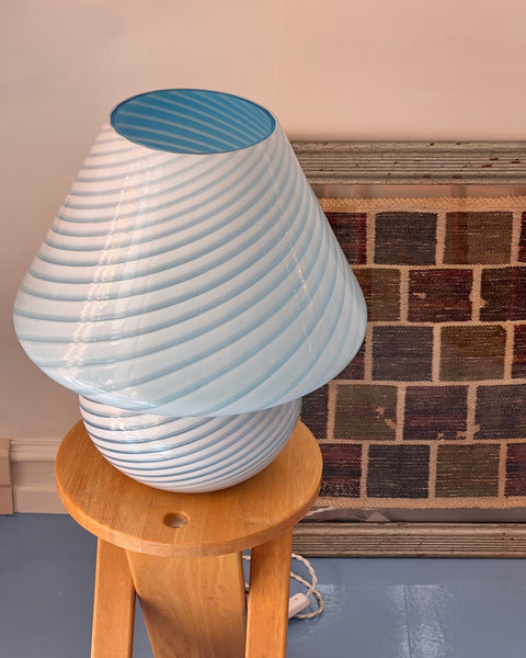 Vintage light blue Murano mushroom table lamp - Large