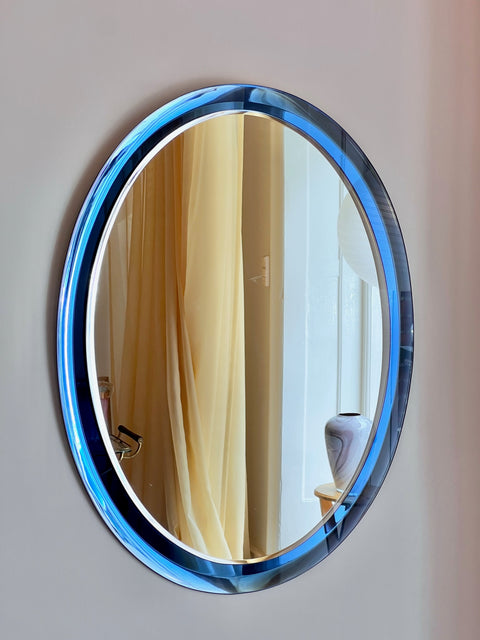 Vintage Italian mirror with blue mirror frame