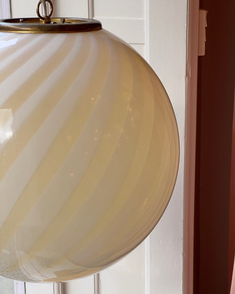 Large vintage Murano cream swirl ceiling lamp (D50)
