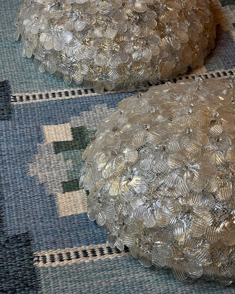 Vintage clear/golden Murano flower ceiling/wall lamp (D44)
