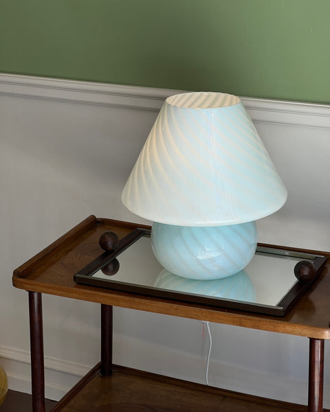 Vintage light blue Murano mushroom table lamp - Large