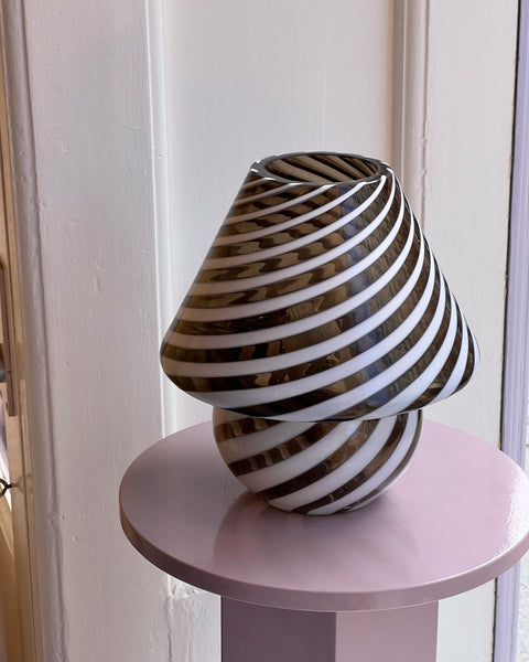Mushroom table lamp - Black/white/transparent swirl