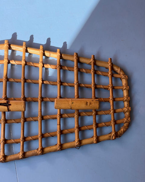 Vintage rattan coat rack