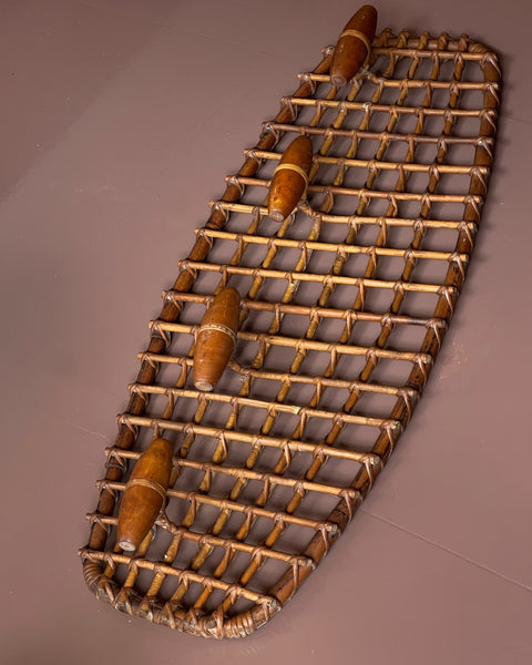Vintage rattan coat rack
