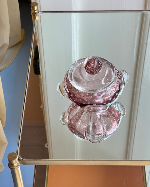 Vintage purple / clear Murano bonbonniere