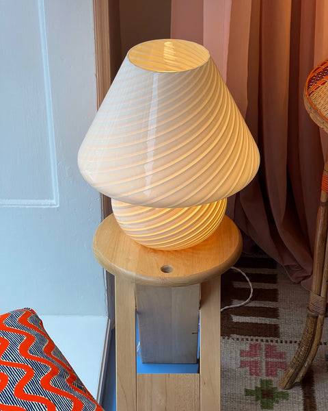 Vintage light yellow Murano mushroom table lamp - Large