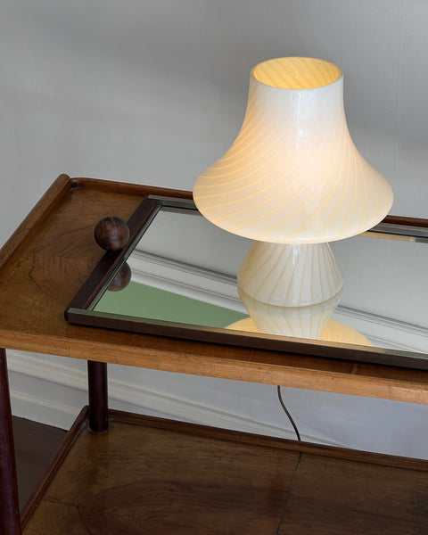 Vintage light yellow Murano mushroom table lamp